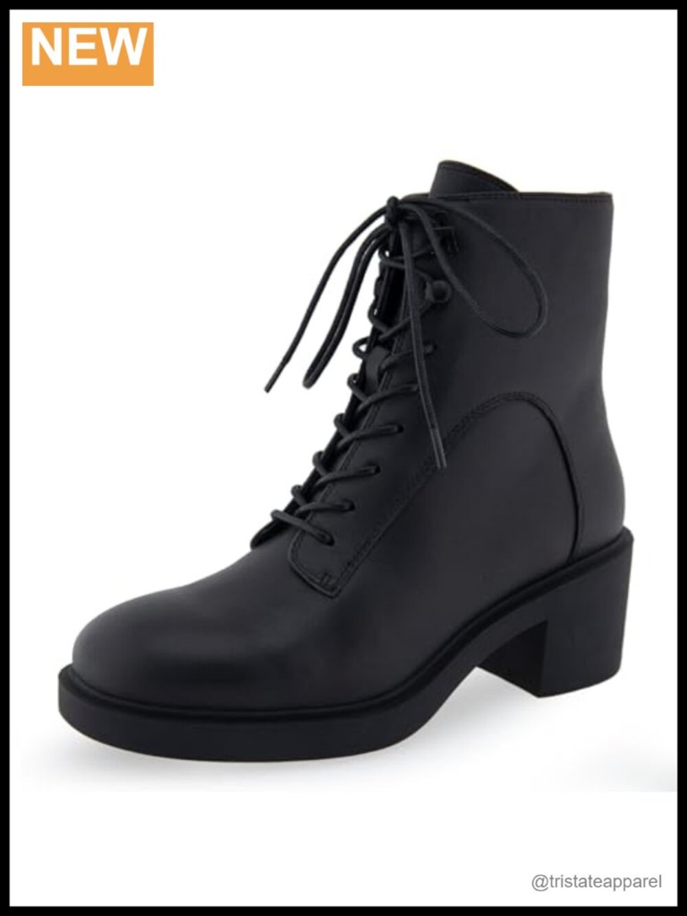 Genuine Leather Mid-Calf Combat Boot with Zipper & Lace-Up
